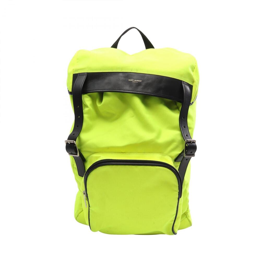 Saint Laurent Paris Hunting Lock Sack Backpack Bag Leather Canvas Green Black